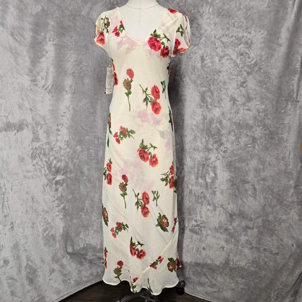 Jasmine Reversible Maxi Dress Women M Cream Floral Fairycore Ethereal Garden Y2K